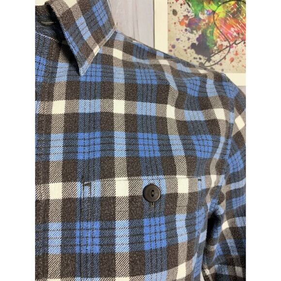 LL Bean Mens Long Sleeve Button Up Flannel Shirt 2 Pockets - Sz Medium Cotton - Picture 7 of 16